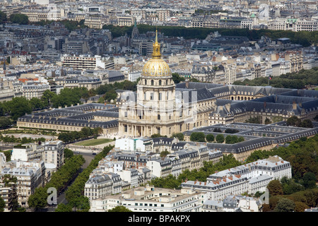 Les Invalides vue de la tour Montparnasse (Tour Montparnasse), Paris, France. Banque D'Images