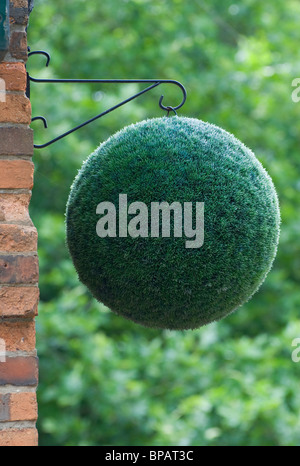 Clipped hedge ball accroché au mur de la chambre Banque D'Images