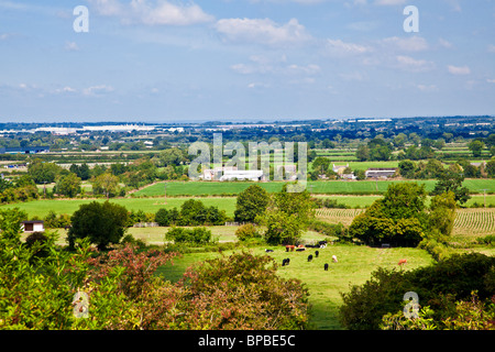 Vue depuis la région de Wanborough vers Swindon dans le Wiltshire, England, UK Banque D'Images