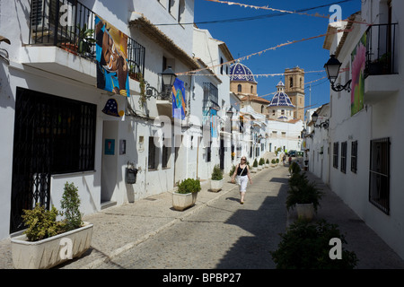 Scène de rue à Altea, Espagne. Banque D'Images