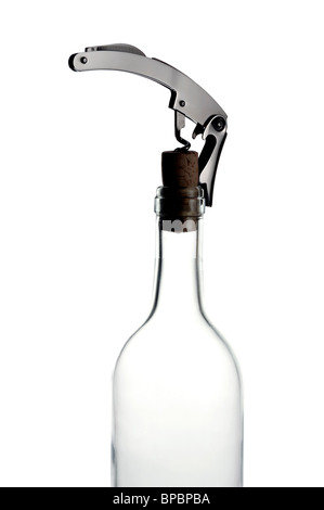 Tire-bouchon et bouteille de vin Banque D'Images