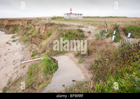 Restes d'une route de Happisburgh, Norfolk qui s'est effondrée dans la mer en raison de l'érosion côtière. Banque D'Images