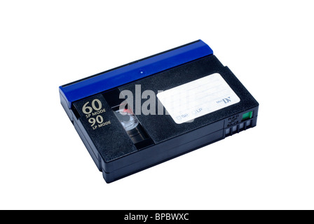 Mini cassette DV isolé sur fond blanc. Banque D'Images
