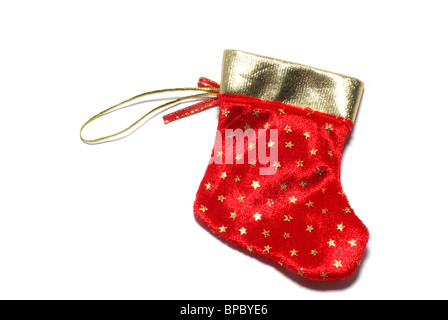 Joyeux Noël sock's back isolé sur fond blanc. Banque D'Images