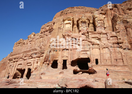 Tombeau corinthien et palace tombe, les tombeaux royaux, Petra, Jordanie Banque D'Images