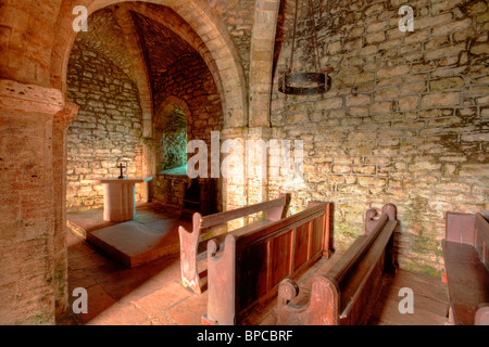 À l'intérieur de la Chapelle St Hon Po sur St Aldhelm's Head près de Swanage, Dorset, UK Banque D'Images