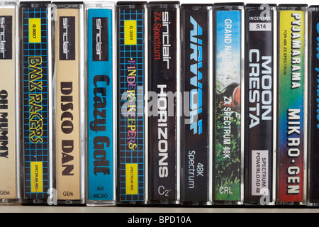 Sélection des bandes de jeu pour Sinclair ZX Spectrum 48k accueil ordinateur Banque D'Images