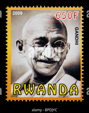 RWANDA - circa 2009 : un timbre-poste imprimé en Rwanda montrant Mohandas Karamchand Gandhi, circa 2009 Banque D'Images