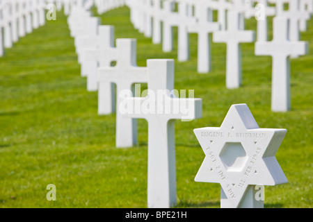 Luxembourg, Hamm, cimetière militaire US contenant les tombes de plus de 5000 morts à la guerre de WW2, tombe du soldat américain juif Banque D'Images