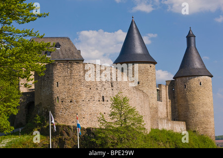 Le Luxembourg, la vallée de la rivière Sûre. Château de Bourscheid, château de Bourscheid (b. 11e c). Banque D'Images