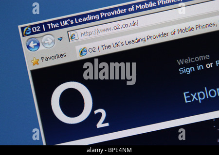 O2 UK site web fournisseur de téléphone mobile Banque D'Images