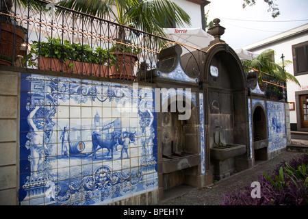 Fontaine des azulejos à Funchal - Madeira Banque D'Images