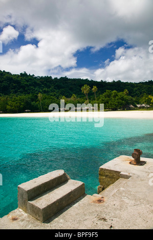 Vanuatu, l'île d'Espiritu Santo, plage de Champagne. Plage de champagne, le meilleur sur Santo Banque D'Images