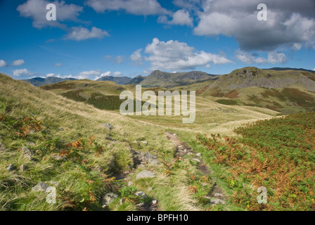 Le Langdale Pikes de Blea Rigg, Lake District, Cumbria, England, UK Banque D'Images