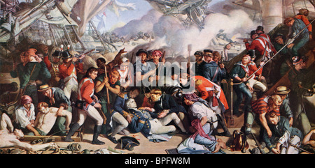 La Mort De Nelson. Vice-amiral Horatio Nelson, premier vicomte Nelson, premier duc de Bronté, 1758 – 1805. Officier du drapeau britannique dans la Royal Navy. Banque D'Images