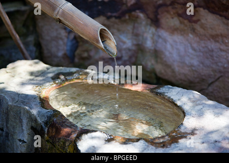 Libre de fontaine dans le jardin japonais Banque D'Images