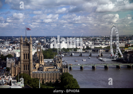 Vue de haut de la prise du Palais de Westminster Millbank Tower Banque D'Images