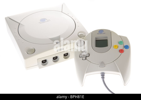 Console Sega Dreamcast originale et jeux vmu et contrôleur de la 90s Banque D'Images