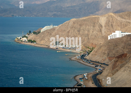 Vues aériennes de Eilat Israel- côte et montagnes Banque D'Images