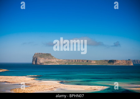 Vu de l'île de Gramvoussa Balos Beach en Crète, Grèce. Banque D'Images