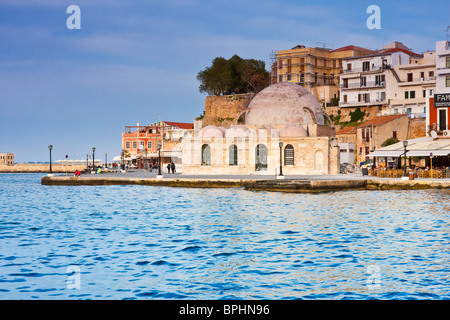 Paysage dans le vieux port de La Canée en Crète, Grèce. Banque D'Images