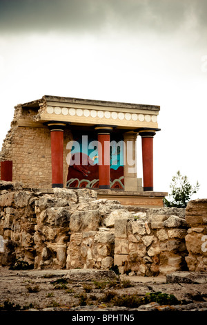 La salle hypostyle (ou Maison des Douanes) au Palais de Knossos en Crète, Grèce. Banque D'Images