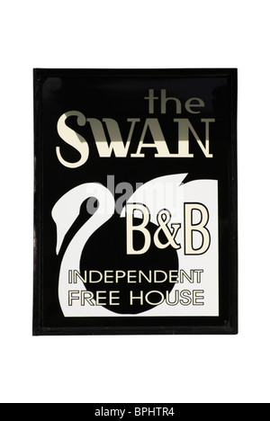 Le Swan Public House sign - Ironbridge, Shropshire. Banque D'Images