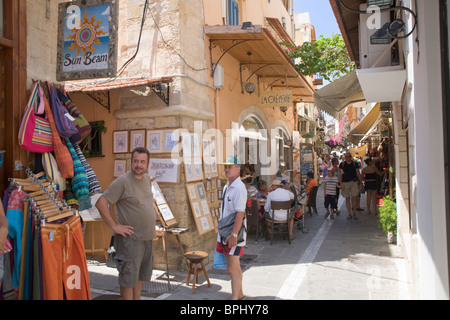 Des rues étroites, Rethymno, Crète, Grèce Banque D'Images