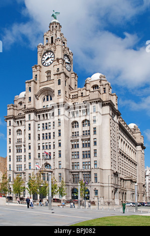 Le célèbre bâtiment du foie ' ' au Pier Head à Liverpool, Merseyside, England, UK Banque D'Images