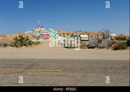 Entrée au Mont du salut, Slab City, Niland, Californie, USA. Banque D'Images