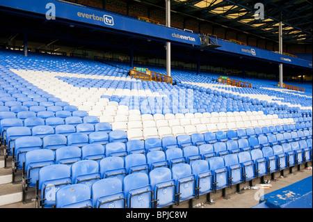 EFC Everton Goodison Park Stadium bleu sièges Banque D'Images