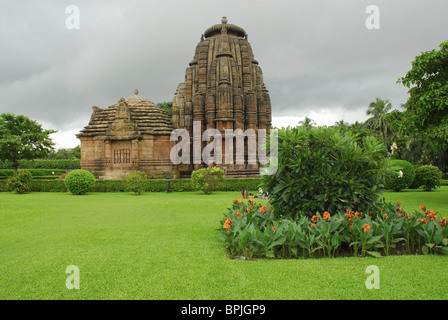 Raja-Rani Temple sous ciel nuageux, Bhubaneswar, Orissa, en Asie Banque D'Images