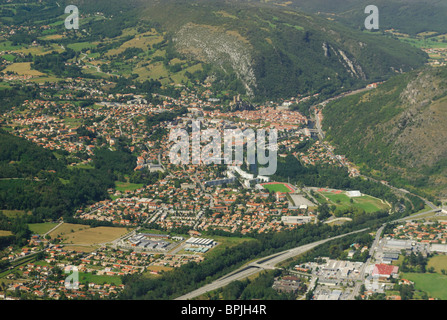 Vue aérienne de la ville de Foix, Ariège, Midi-Pyrénées, France Banque D'Images