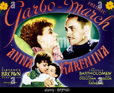 GRETA GARBO, Fredric March, FREDDIE BARTHOLOMEW POSTER, ANNA KARENINA, 1935 Banque D'Images