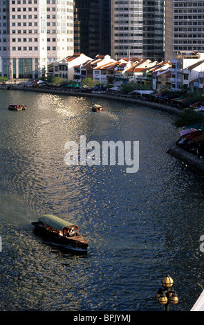 Singapour, Singapore River, Boat Quay. Banque D'Images