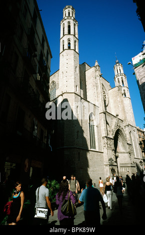 L'église gothique de Santa Maria del Mar à Ribera district de Barcelone en Espagne. Banque D'Images