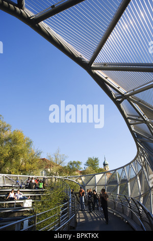 Murinsel est une île artificielle sur la rivière Mur, Graz, en Styrie, Autriche Banque D'Images