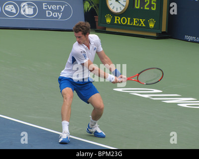 ANDY MURRAY (Grande-bretagne) match gagnant contre Roger Federer (Suisse), COUPE ROGERS, TORONTO, CANADA, 15 août 2010 Banque D'Images