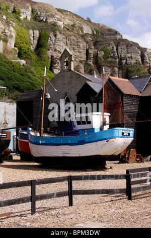 NOSTALGIQUE EAST HILL ET ROCK-A-NORE ROAD À CÔTÉ DE STADE BEACH HASTINGS EAST SUSSEX UK. 2009 Banque D'Images