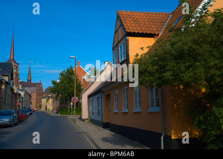 Maisons d'habitation et la Cathédrale de Roskilde Domkirke Danemark Europe Banque D'Images