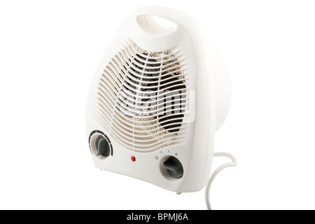 Ventilateur électrique domestique pour le chauffage des locaux Chauffage isolé sur fond blanc Banque D'Images