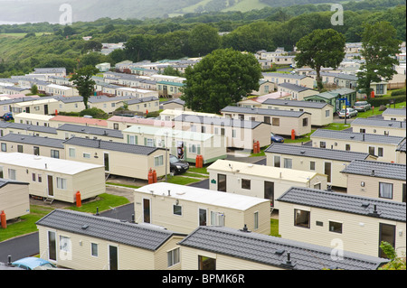 Caravan Park de caravanes de vacances en famille à l'extérieur de la station balnéaire de New Quay West Wales Royaume-uni Ceredigion Banque D'Images