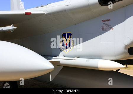 Close up of les marquages sur un F-15 Eagle jet fighter à partir de la 1ère Unité du Commandement aérien tactique de l'USAF Banque D'Images