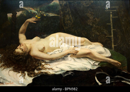 Femme avec un perroquet, 1866, par Gustave Courbet Banque D'Images