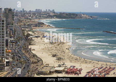 Voir à la Tayelet, la promenade et les plages, à au sud de Jaffa, Tel Aviv, Israël, Moyen Orient Banque D'Images