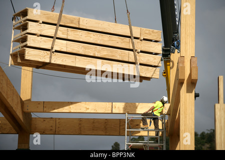 Le bois et le LVL lamibois pour NMIT Arts et médias Le nouveau bâtiment en construction, Nelson, Nouvelle-Zélande Banque D'Images