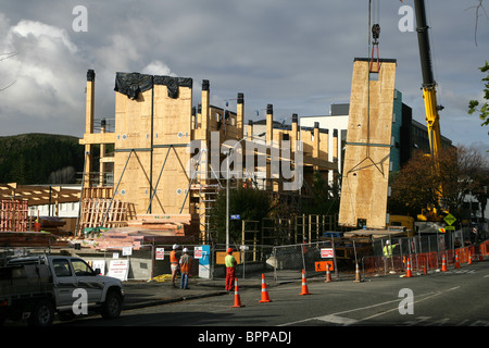 Le bois et le LVL lamibois pour NMIT Arts et médias Le nouveau bâtiment en construction, Nelson, Nouvelle-Zélande Banque D'Images