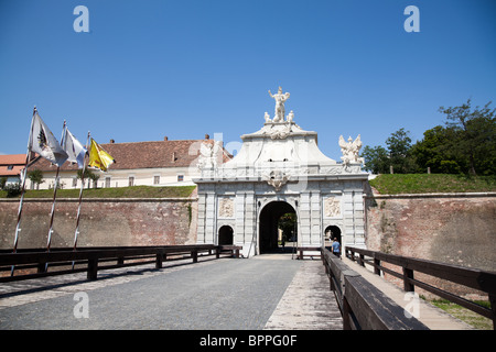 La 3ème porte de Alba Carolina Fortress à Alba Iulia, Roumanie. Banque D'Images