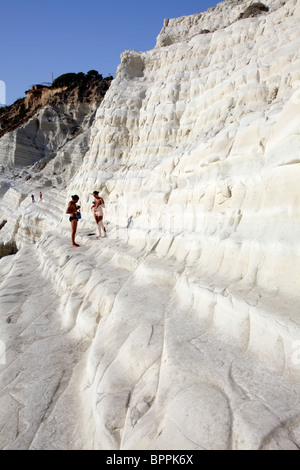 La Scala dei Turchi (escalier turc), le livre blanc de corail à Realmonte, Sicile, Italie Banque D'Images