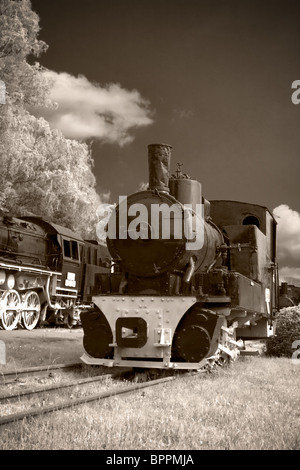 La locomotive du train à vapeur à Resita Train Museum en Roumanie. Banque D'Images